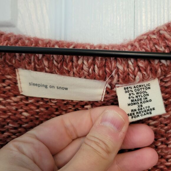Sleeping on Snow Anthropologie Rust Red Marled Belted Cardigan Sweater Size XS - Picture 4 of 4